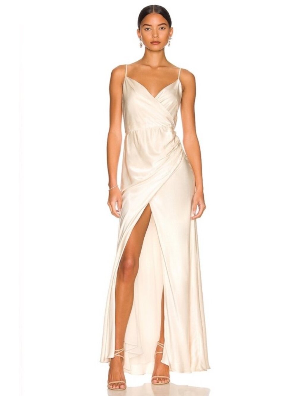 NWT Shona Joy La Lune Cross Draped Maxi Dress in Cream